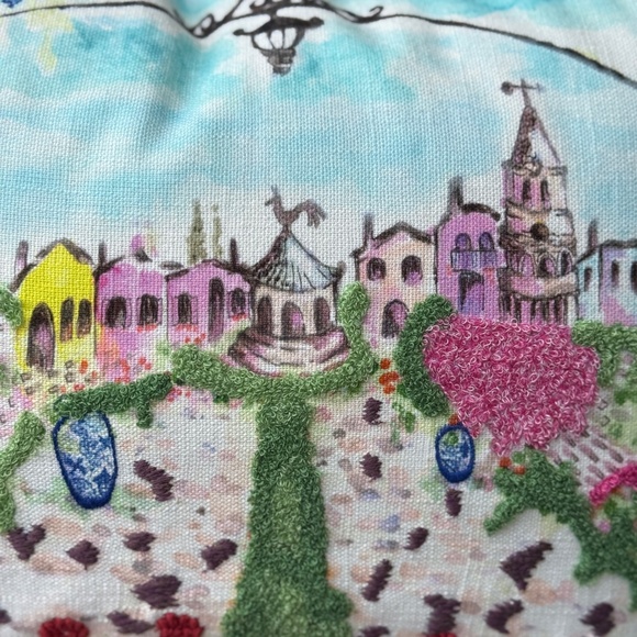 Southern Living Colorful Coastal Village Embroidered Pillow - Picture 3 of 8